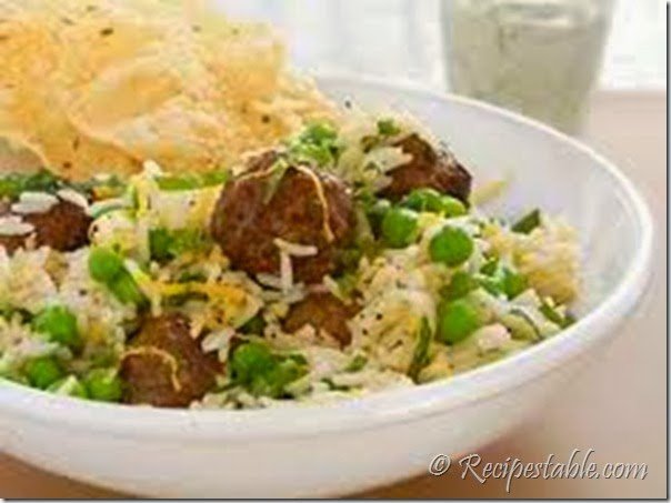 Meatball and Pea Pulao recipe