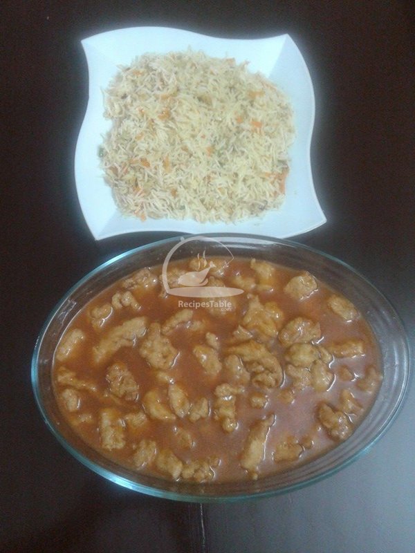 Egg Fried Rice with Chicken Manchurian